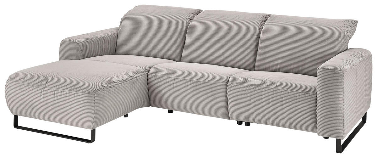 ECKSOFA Grau Cord  - Schwarz/Grau, KONVENTIONELL, Textil/Metall (180/266cm) - Hom`in
