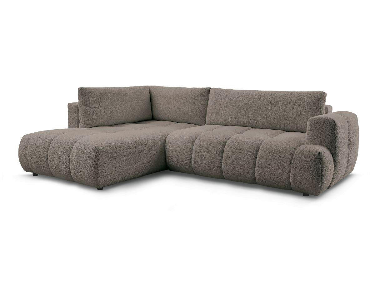 ECKSCHLAFSOFA EVEREST Bouclé Taupe  inkl. Rückenkissen, Schlaffunktion  - Taupe/Schwarz, MODERN, Kunststoff/Textil (204/282cm)