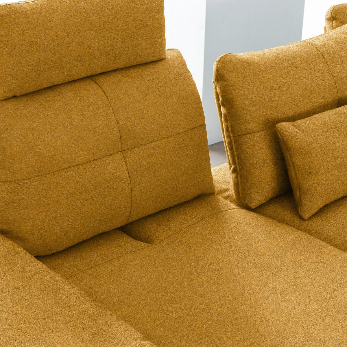 ECKSOFA in Flachgewebe Honig  344/271 cm  - Schwarz/Honig, Design, Textil/Metall (344/271cm) - Chilliano