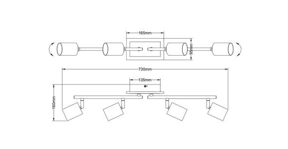 DECKENLEUCHTE 4.2 W    63/9,5/16 cm  - Schwarz, Trend, Kunststoff/Metall (63/9,5/16cm) - Novel
