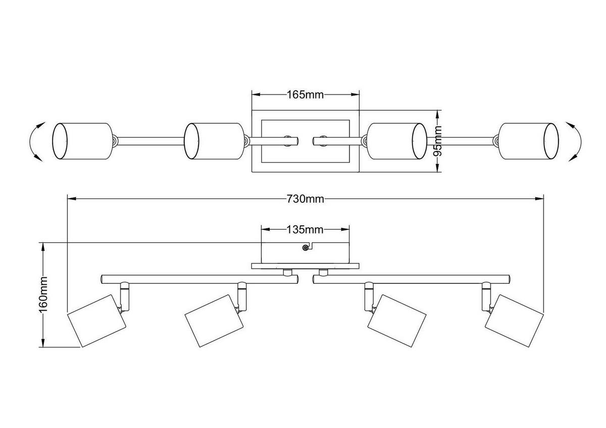 DECKENLEUCHTE 4.2 W    63/9,5/16 cm  - Schwarz, Trend, Kunststoff/Metall (63/9,5/16cm) - Novel