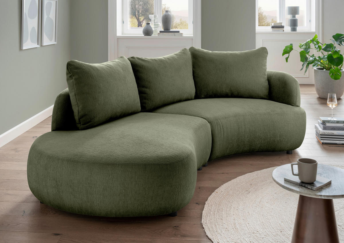 ECKSOFA in Mikrofaser Grün  - Schwarz/Grün, Modern, Kunststoff/Textil (250/139cm) - Livetastic