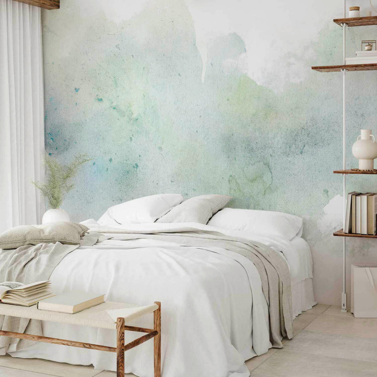 FOTOTAPET 400/280 cm  - mintgrön/ljusgrå, Lifestyle, textil (400/280cm) - artgeist