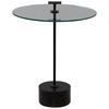 BEISTELLTISCH 50/50/59 cm Akazie massiv Schwarz rund  - Schwarz, Basics, Glas/Holz (50/50/59cm)