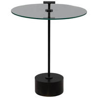 BEISTELLTISCH 50/50/59 cm Akazie massiv Schwarz rund  - Schwarz, Basics, Glas/Holz (50/50/59cm)