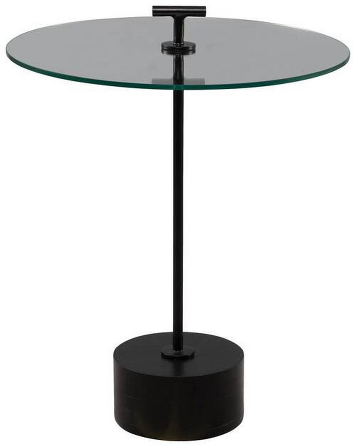 BEISTELLTISCH 50/50/59 cm Akazie massiv Schwarz rund  - Schwarz, Basics, Glas/Holz (50/50/59cm)