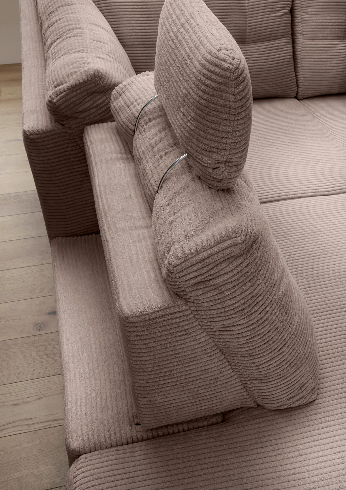 ECKSOFA in Cord Graubraun  - Graubraun/Naturfarben, Modern, Holz/Textil (176/270cm) - Livetastic