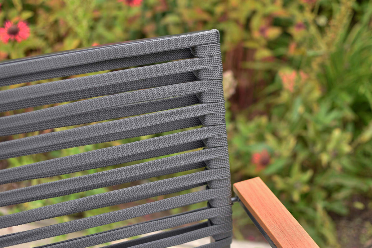 GARTENSTUHL-SET Aluminium Graphitfarben, Grau  - Graphitfarben/Grau, KONVENTIONELL, Kunststoff/Textil (61/53/83,5cm) - Gardenson