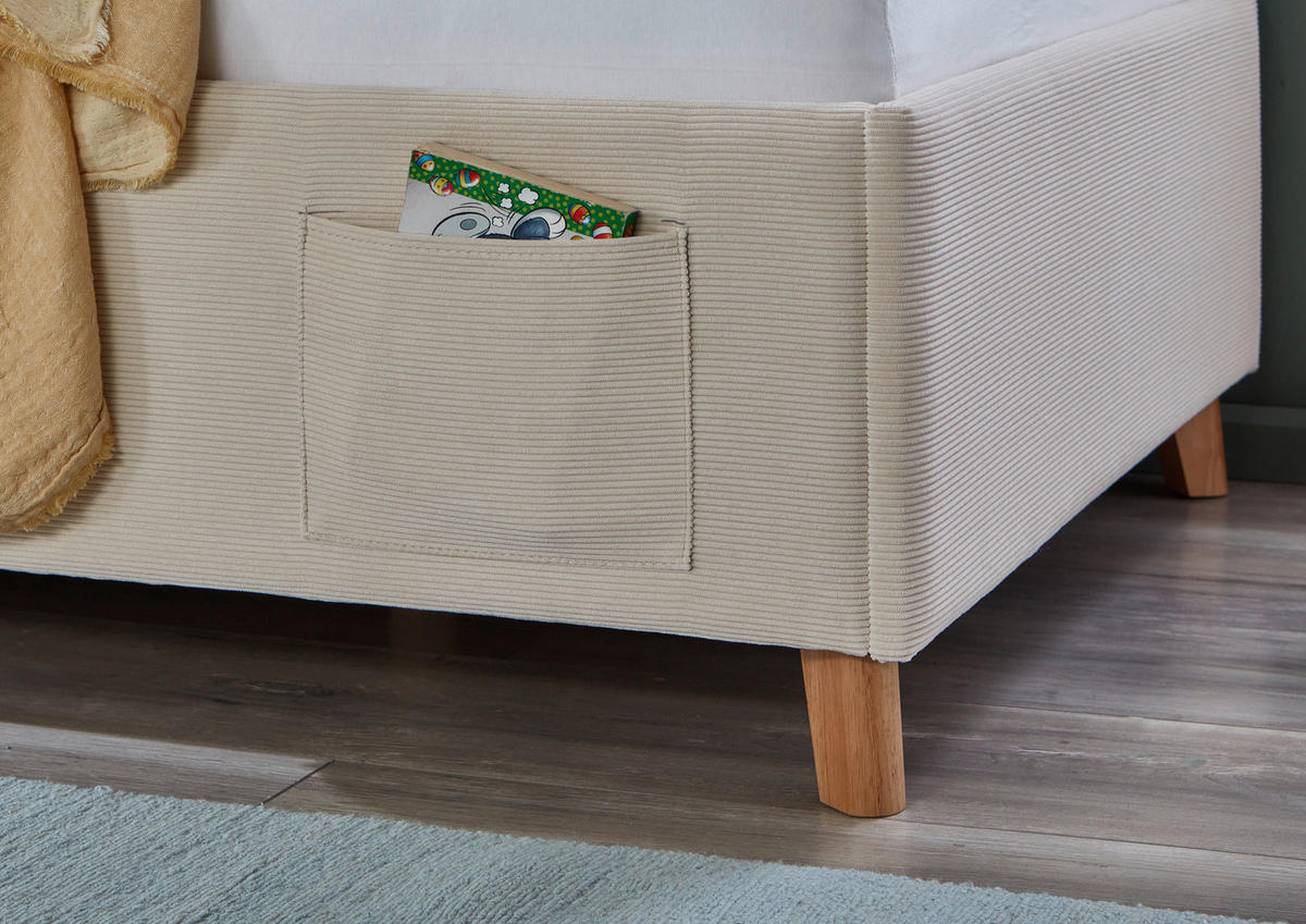 POLSTERBETT 90/200 cm  in Beige  - Eichefarben/Beige, Konventionell, Holz/Textil (90/200cm) - Stylife