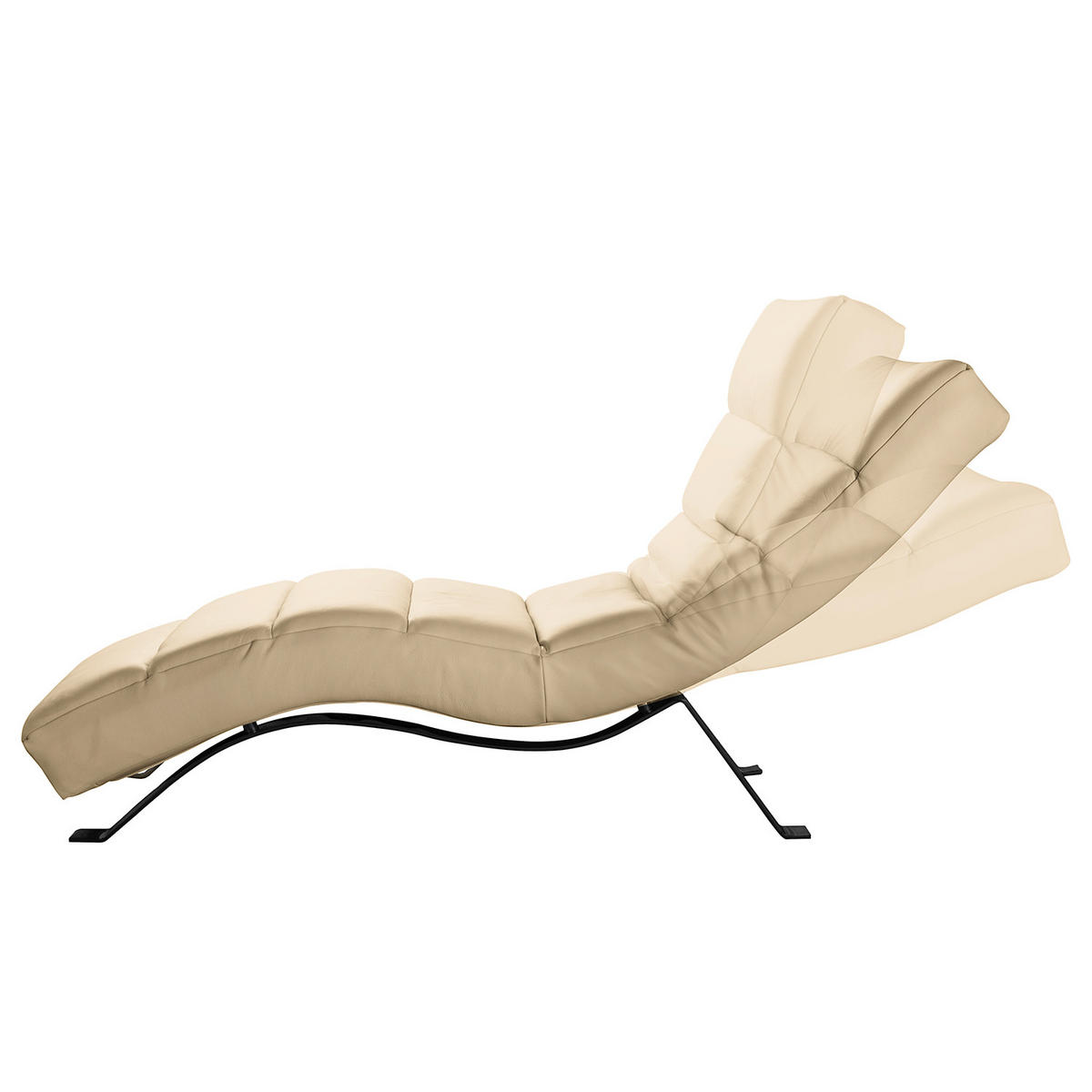 RELAXLIEGE Echtleder Beige  - Beige/Schwarz, Design, Leder/Metall (65/65-95/171cm) - Livetastic