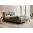 BOXSPRINGBETT 180/200 cm  in Graubraun  - Graubraun/Schwarz, Design, Leder/Textil (180/200cm) - Esposa