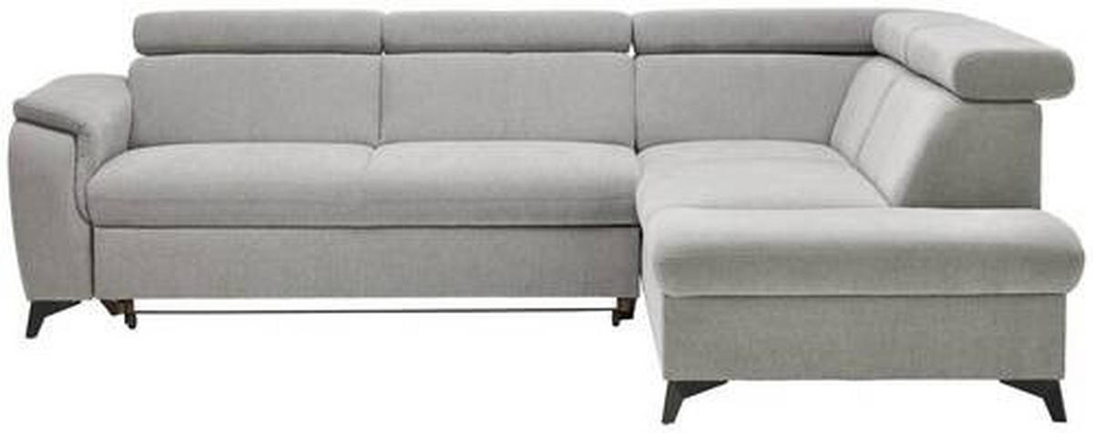 ECKSOFA in Chenille Grau  - Schwarz/Grau, Design, Textil/Metall (260/203cm) - Stylife