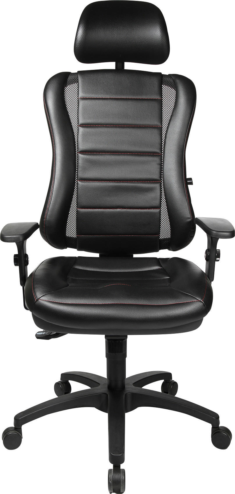 CHEFSESSEL Lederlook Schwarz, Alufarben  - Rot/Schwarz, Design, Kunststoff/Textil (50/121-150/47cm) - Topstar