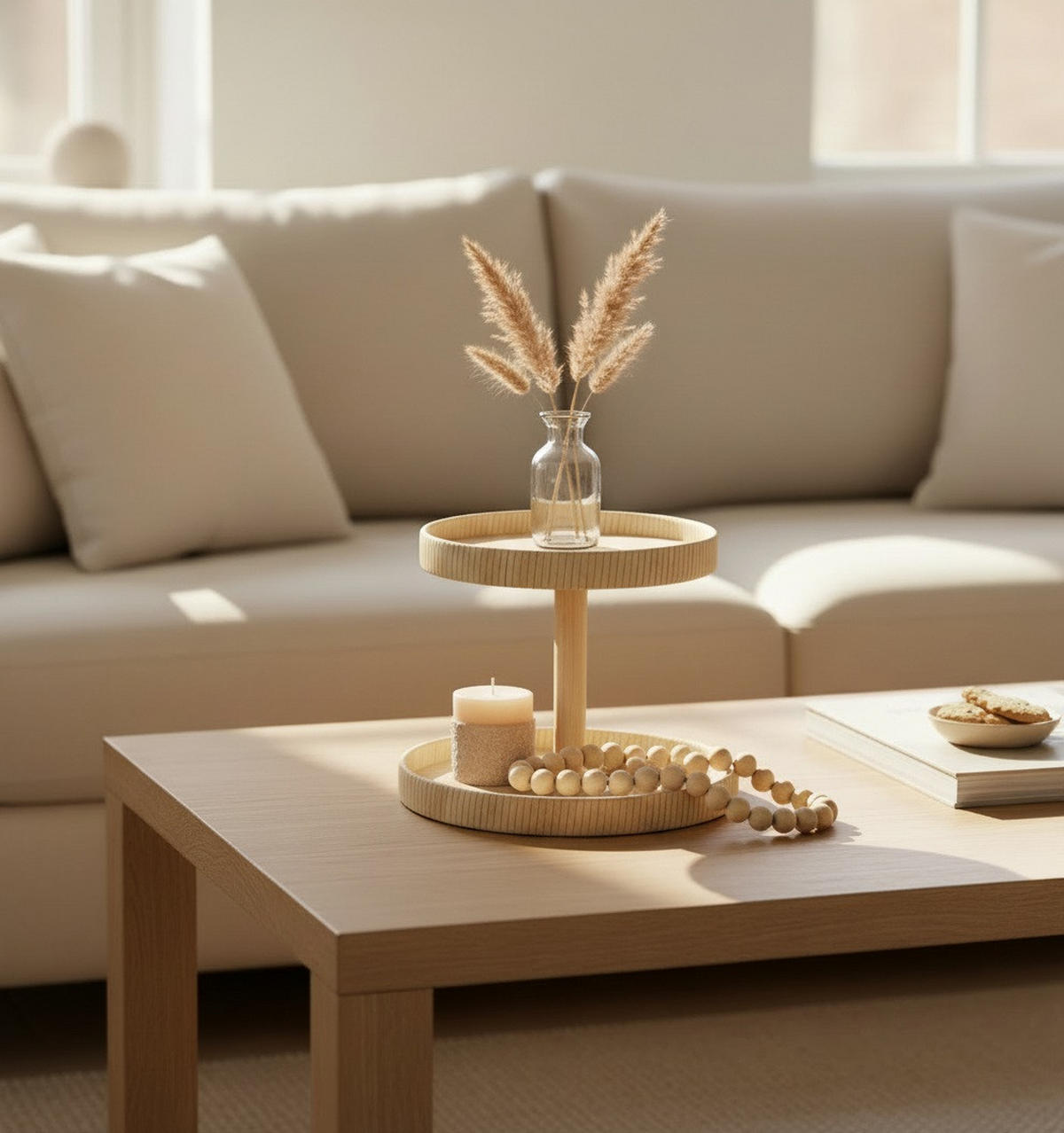 ETAGERE 2-stöckig - Naturfarben, Basics, Holz (27.5/27.5/40cm)