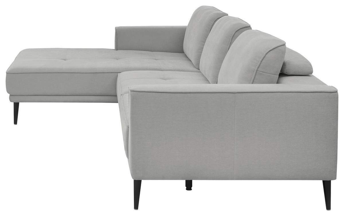 ECKSOFA Grau Flachgewebe  - Schwarz/Grau, KONVENTIONELL, Textil/Metall (193/279cm) - SetOne by Musterring