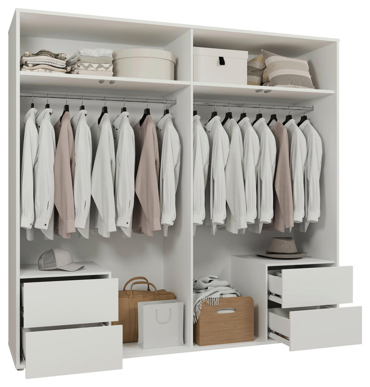 DREHTÜRENSCHRANK 224/214/60 cm,  in Weiß, 4-türig  - Weiß, Trend, Holzwerkstoff (224/214/60cm) - Carryhome