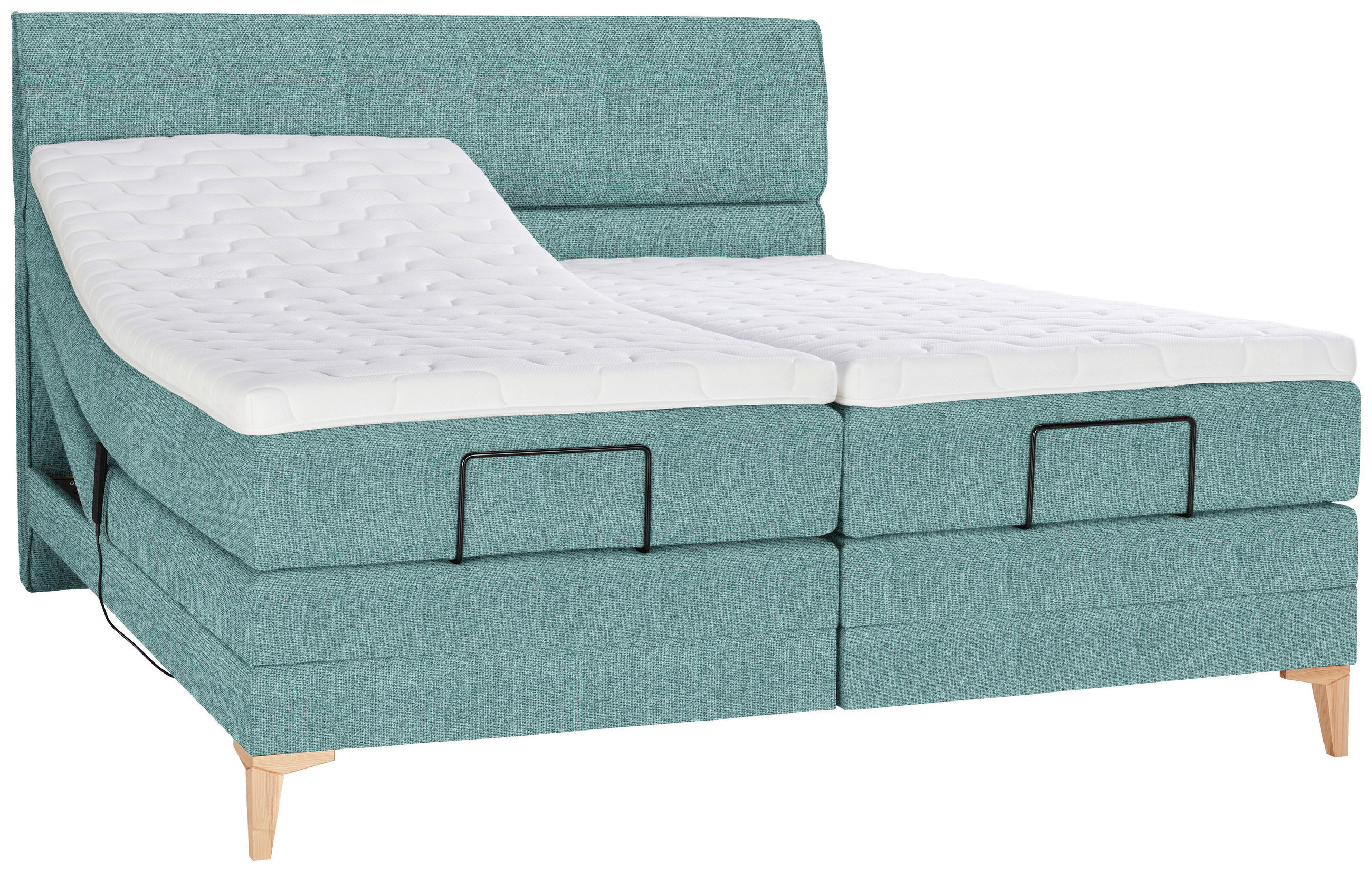 BOXSPRINGBETT 180/200 cm  in Petrol  - Eichefarben/Petrol, Konventionell, Holz/Textil (180/200cm) - Voleo