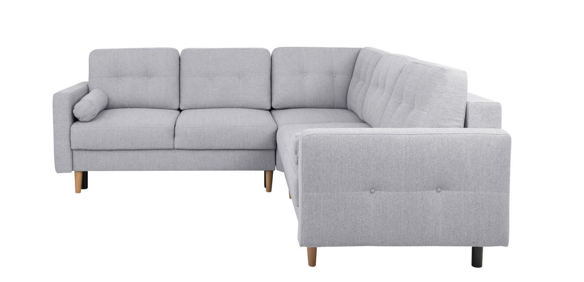 ECKSOFA in Hellgrau  - Buchefarben/Hellgrau, Design, Holz/Textil (242/242cm) - MID.YOU