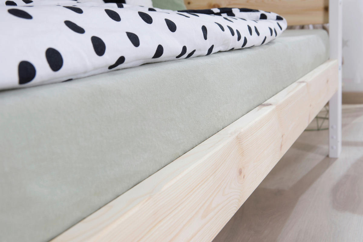 BODENBETT Naturfarben, Weiß  - Naturfarben/Weiß, MODERN, Holz/Textil (90/200cm) - MID.YOU