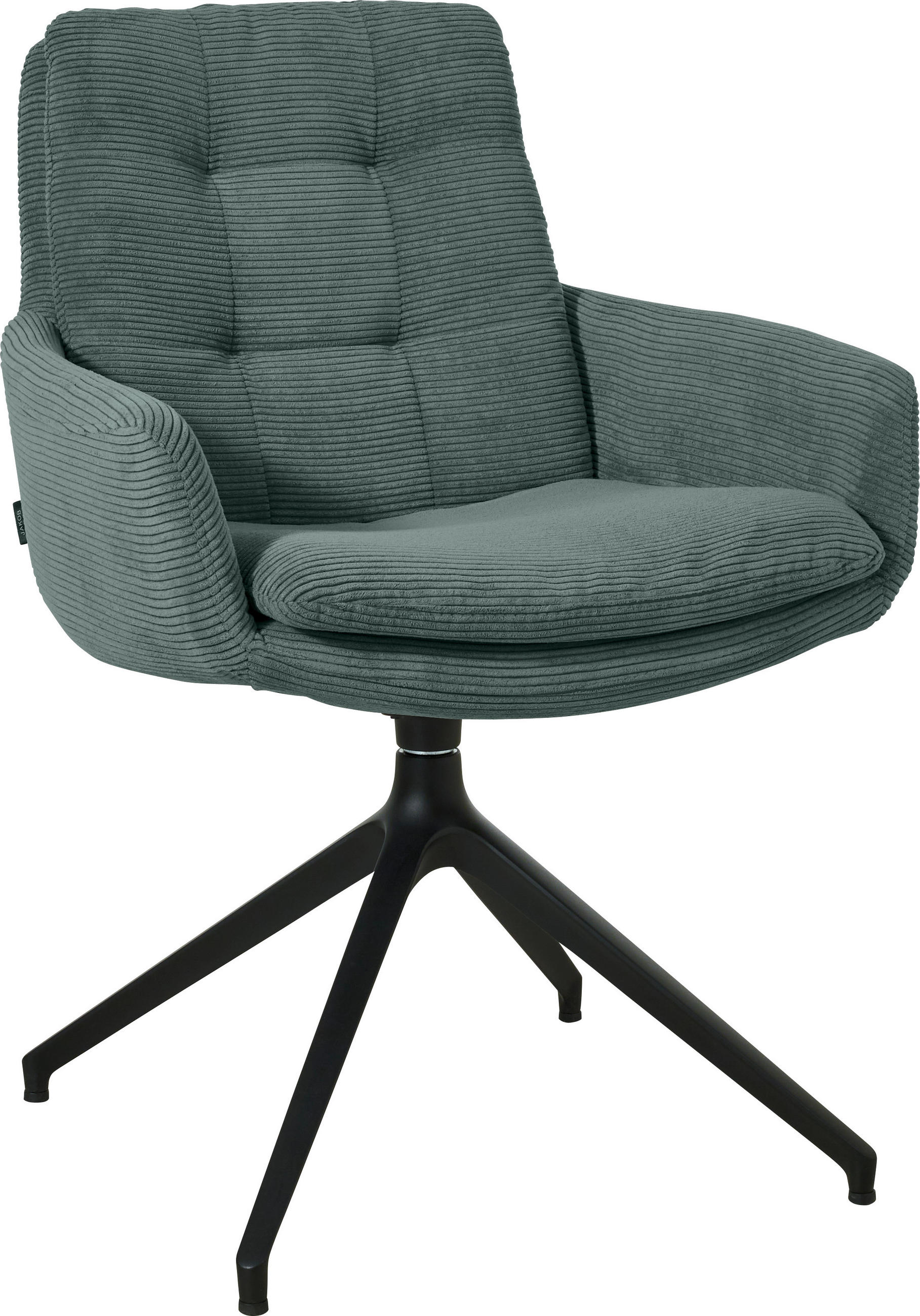 ARMLEHNSTUHL  Stoffauswahl, Typenauswahl, Sitzfläche 360° drehbar, Gestellauswahl Cord  - Schwarz/Grün, Design, Textil/Metall (63/90/69cm) - Johann Jakob