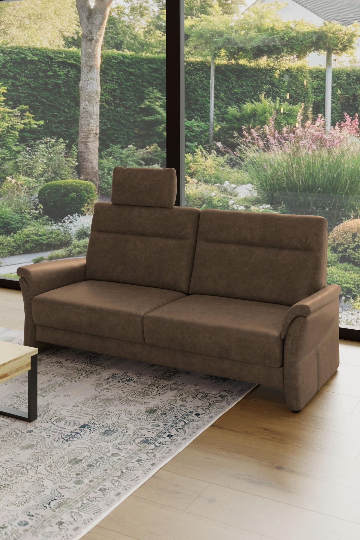 3,5-SITZER - Schwarz/Braun, Konventionell, Kunststoff/Textil (205/98/91cm) - Elegando