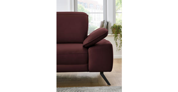 ECKSOFA in Echtleder Brombeere 193/332 cm - Brombeere/Schwarz, Design, Leder/Metall (193/332cm) - Dieter Knoll