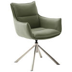 ARMLEHNSTUHL  in Edelstahl beschichtet  - Edelstahlfarben/Olivgrün, Design, Textil/Metall (60/90/65cm) - Novel