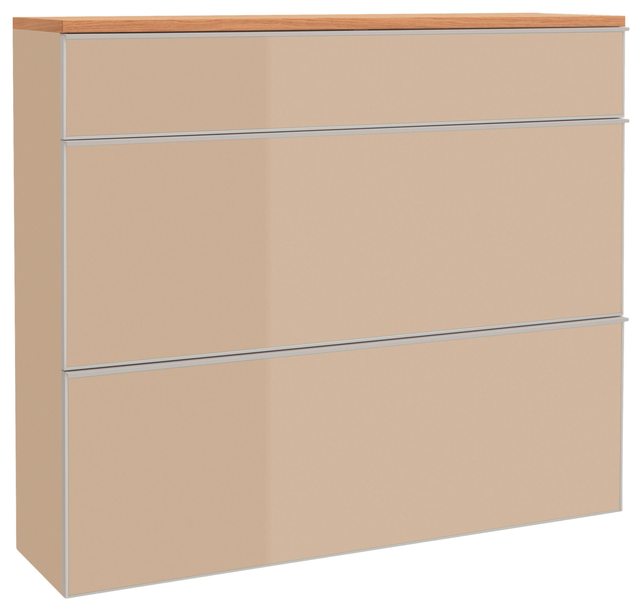 SCHUHKIPPER - Eichefarben/Silberfarben, Design, Glas/Holz (120/102/31cm)