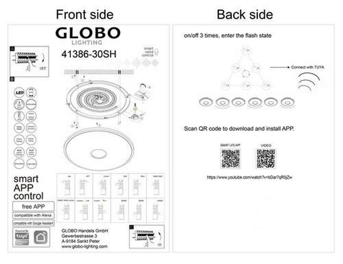 LED-DECKENLEUCHTE Connor  Smart 68/9 cm   - Basics, Kunststoff/Metall (68/9cm) - Globo