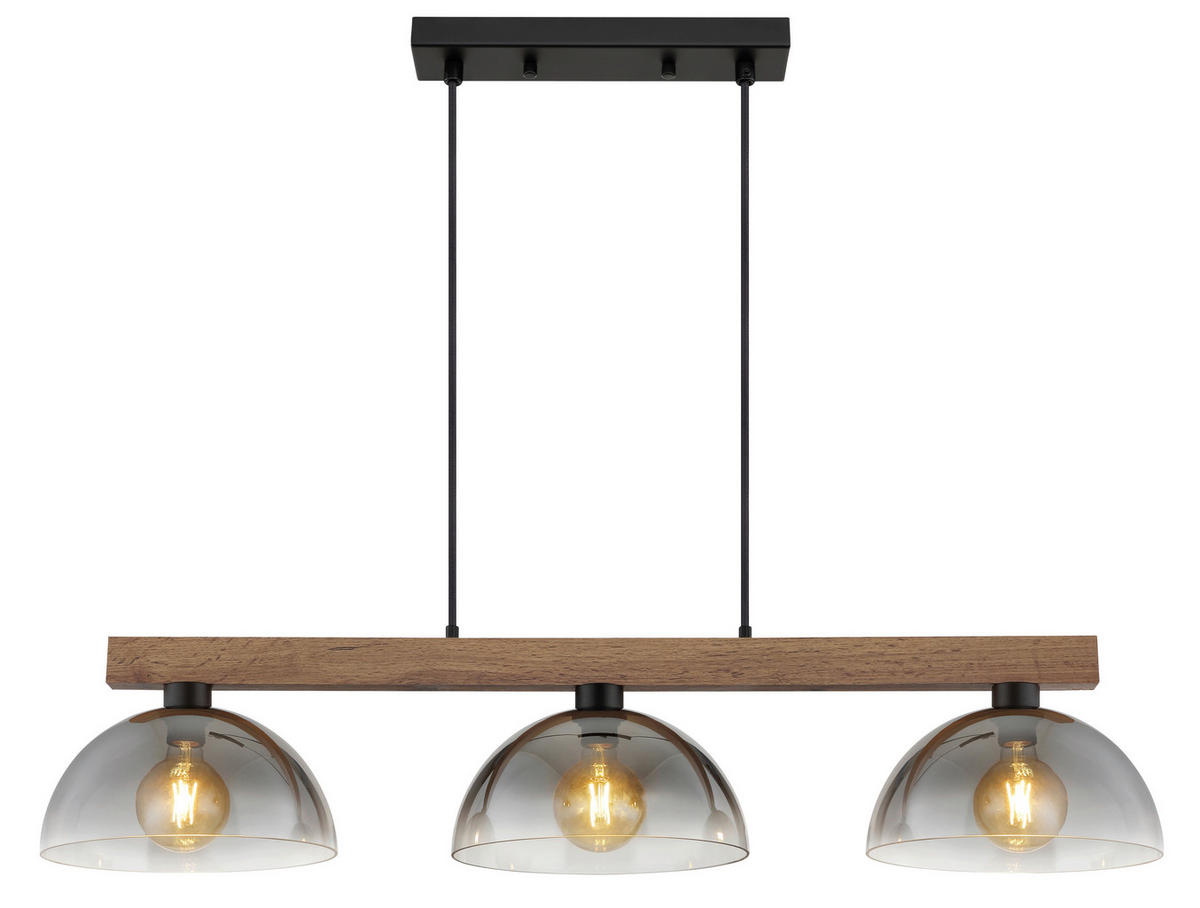 HÄNGELEUCHTE 114/30/120 cm  - Klar/Dunkelbraun, Design, Glas/Holz (114/30/120cm) - Globo