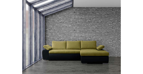 ECKSOFA in Flachgewebe Gelb, Dunkelgrau  - Dunkelgrau/Gelb, Design, Kunststoff/Textil (271/175cm) - Xora