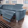 ECKSOFA in Echtleder Blau  - Blau/Alufarben, Design, Leder/Metall (242/271cm) - Cantus