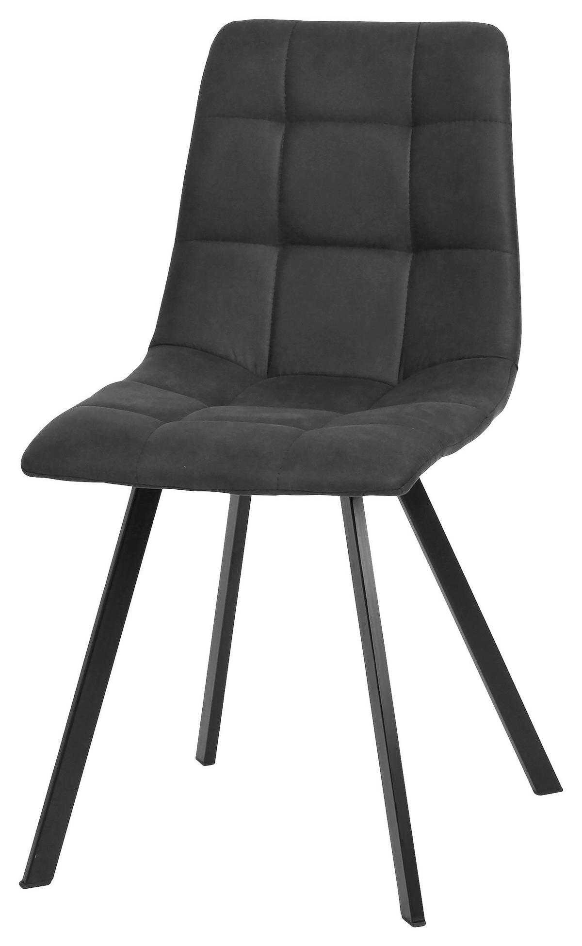 STUHL Mikrofaser Schwarz, Dunkelgrau  - Dunkelgrau/Schwarz, Design, Textil/Metall (46/88/54cm) - Carryhome