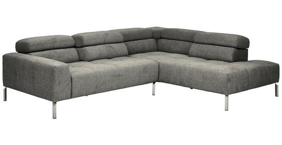 ECKSOFA Dunkelgrau Flachgewebe - Chromfarben/Dunkelgrau, KONVENTIONELL, Textil/Metall (282/224cm) - Hom`in
