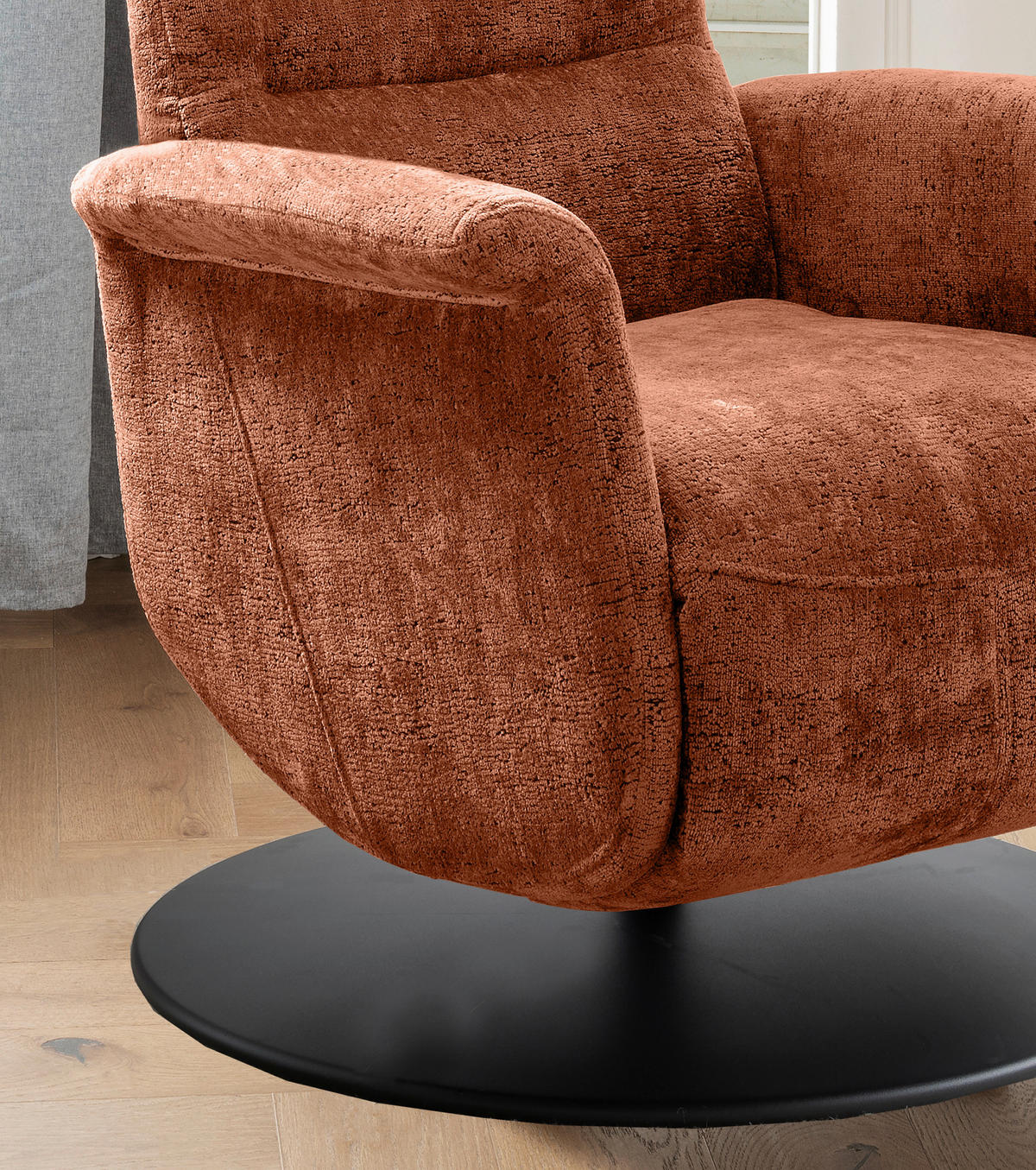 RELAXSESSEL LATINA Kopfteilverstellung, Fußteilverstellung, Rücken echt    - Rostfarben/Schwarz, MODERN, Textil/Metall (72/118/85-165cm) - Livetastic