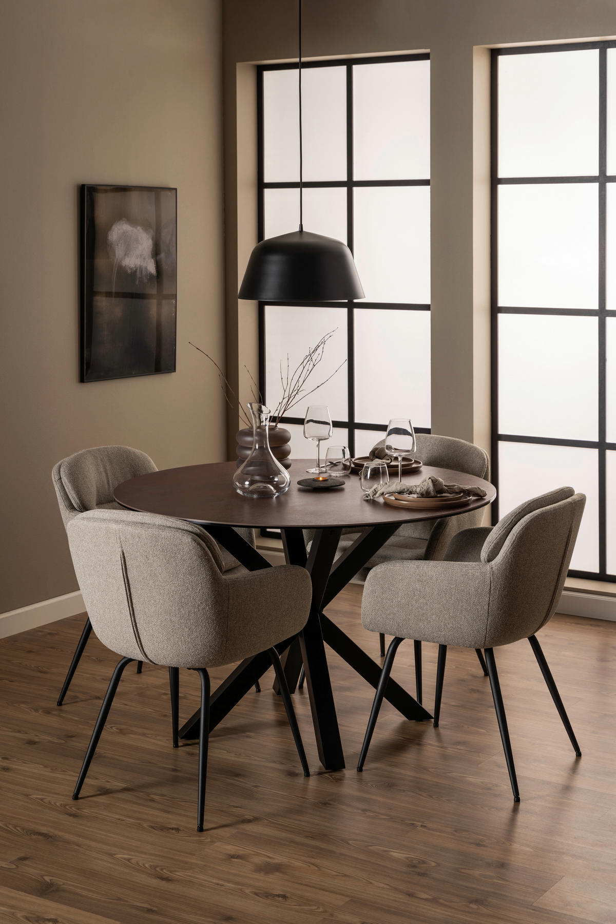 ARMLEHNSTUHL  in Struktur  - Beige/Schwarz, Design, Textil/Metall (58/84/59cm) - MID.YOU
