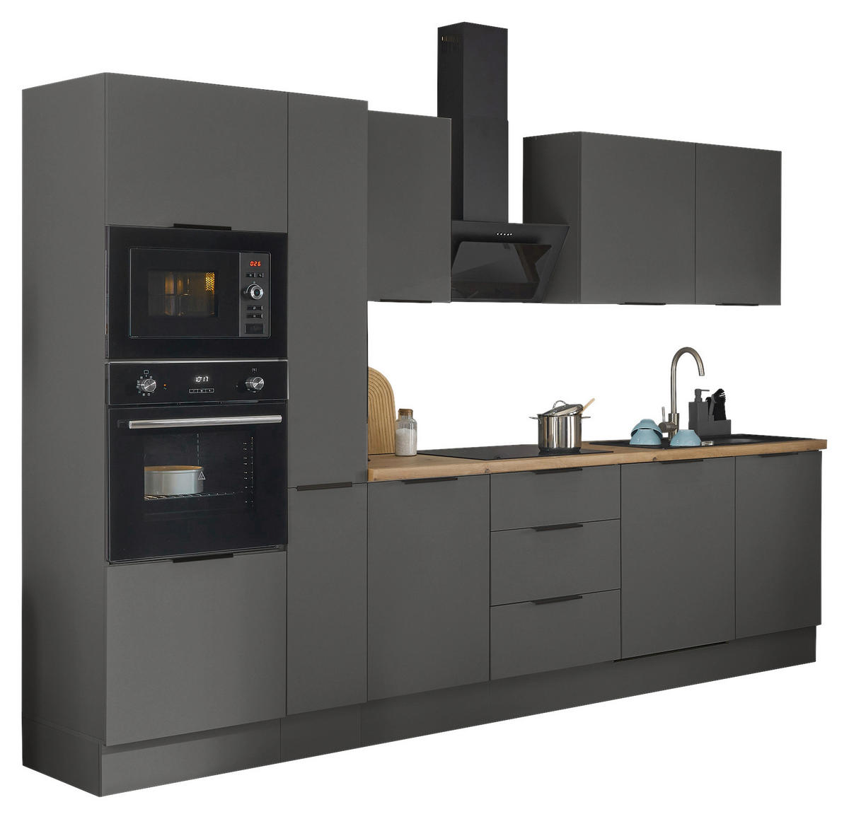 KÜCHENBLOCK   in Graphitfarben  - Schwarz/Graphitfarben, Basics, Holzwerkstoff/Metall (310/211/60cm) - Xora