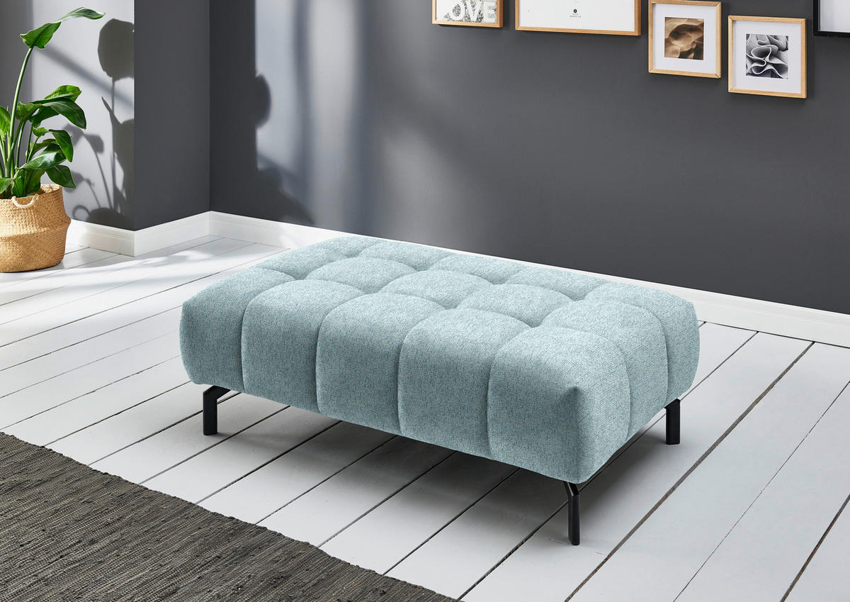 ECKSOFA in Chenille Hellblau  - Schwarz/Hellblau, Design, Textil/Metall (190/329cm) - Beldomo Style