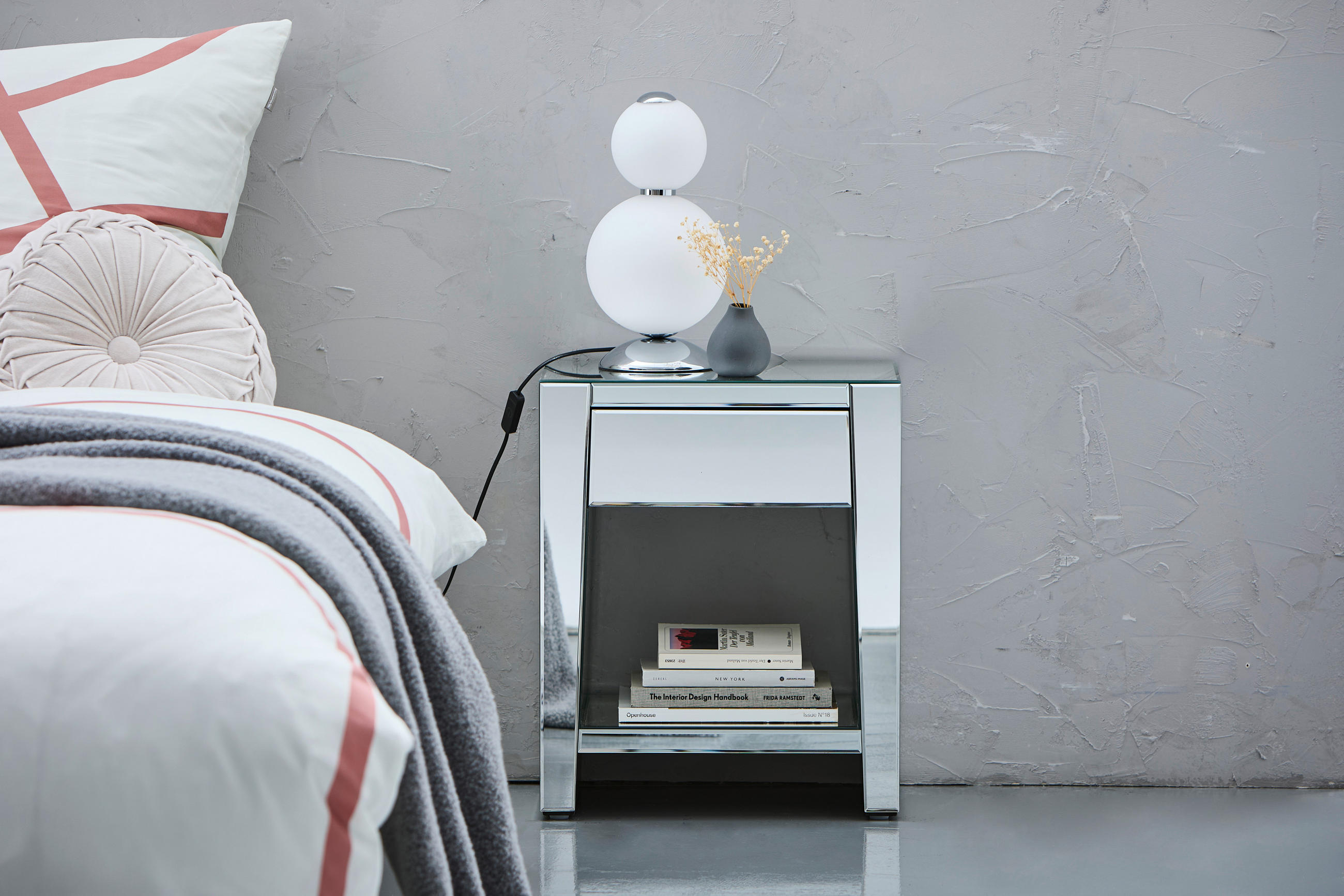 NOĆNI ORMARIĆ srebrne boje   - srebrne boje, Trend, staklo/drvni materijal (44/55/30cm) - Xora