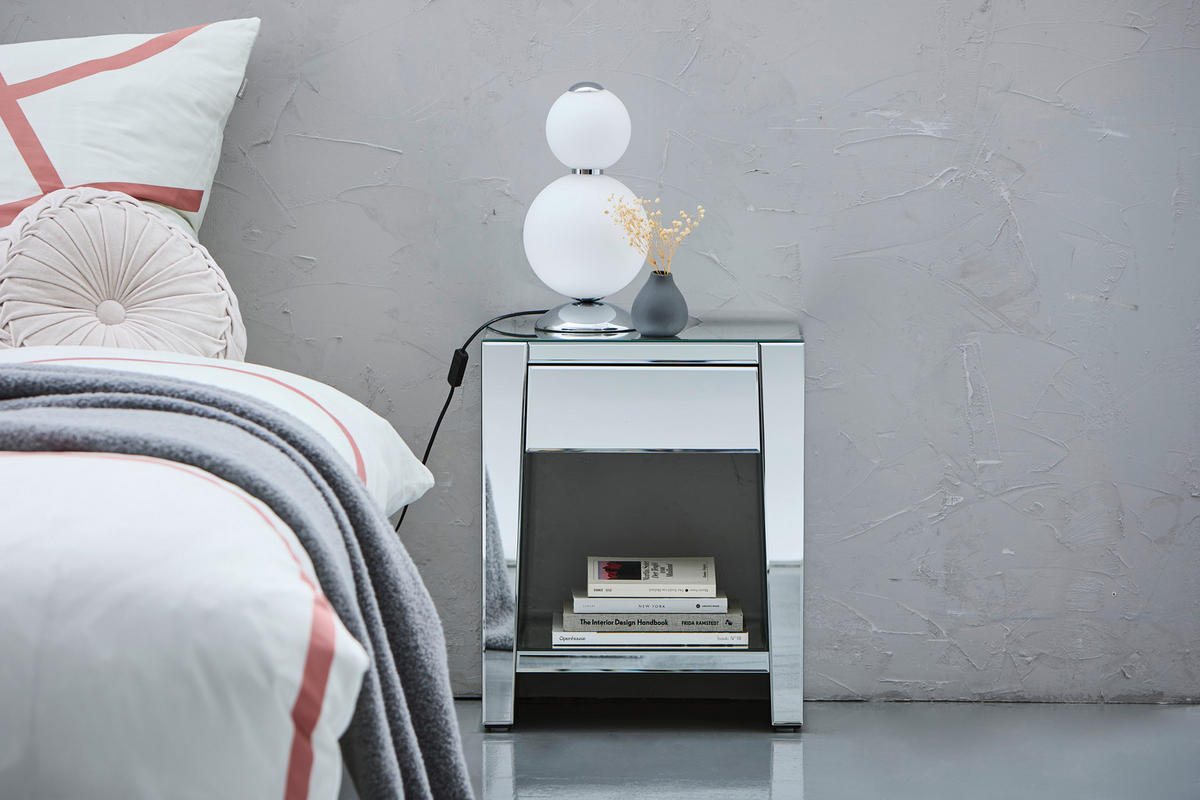 NOĆNI ORMARIĆ srebrne boje   - srebrne boje, Trend, staklo/drvni materijal (44/55/30cm) - Xora