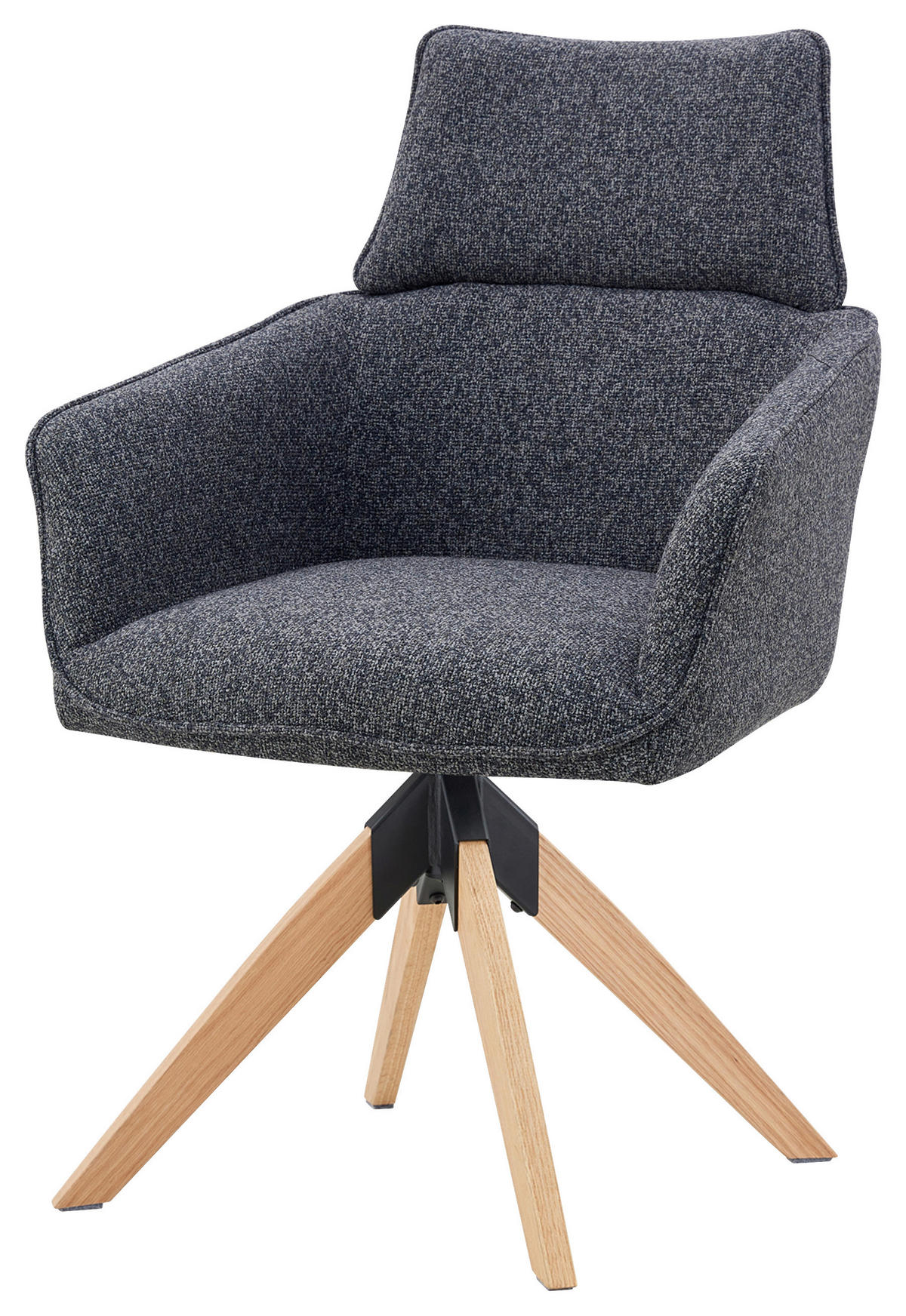 ARMLEHNSTUHL  Sitzfläche 360° drehbar Webstoff  Anthrazit  - Anthrazit/Naturfarben, KONVENTIONELL, Holz/Textil (60/94/67cm) - Livetastic