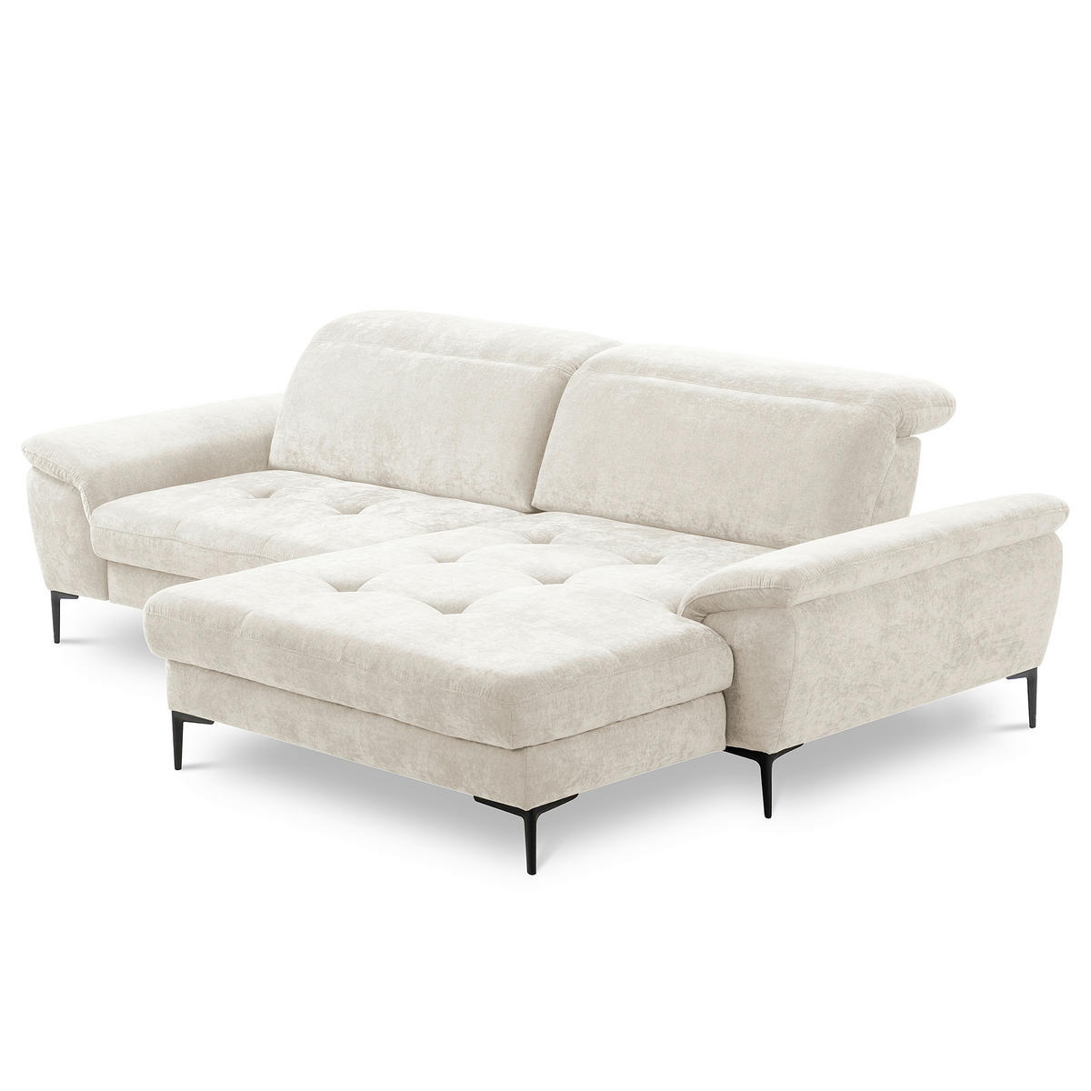 ECKSOFA  Webstoff Creme  - Creme/Schwarz, Design, Textil/Metall (268/195cm) - Livetastic