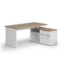 PISAĆI STOL KUTNI  bijela, boje hrasta  drvni materijal  - bijela/boje hrasta, Design, drvni materijal/metal (160/130,5/75cm)