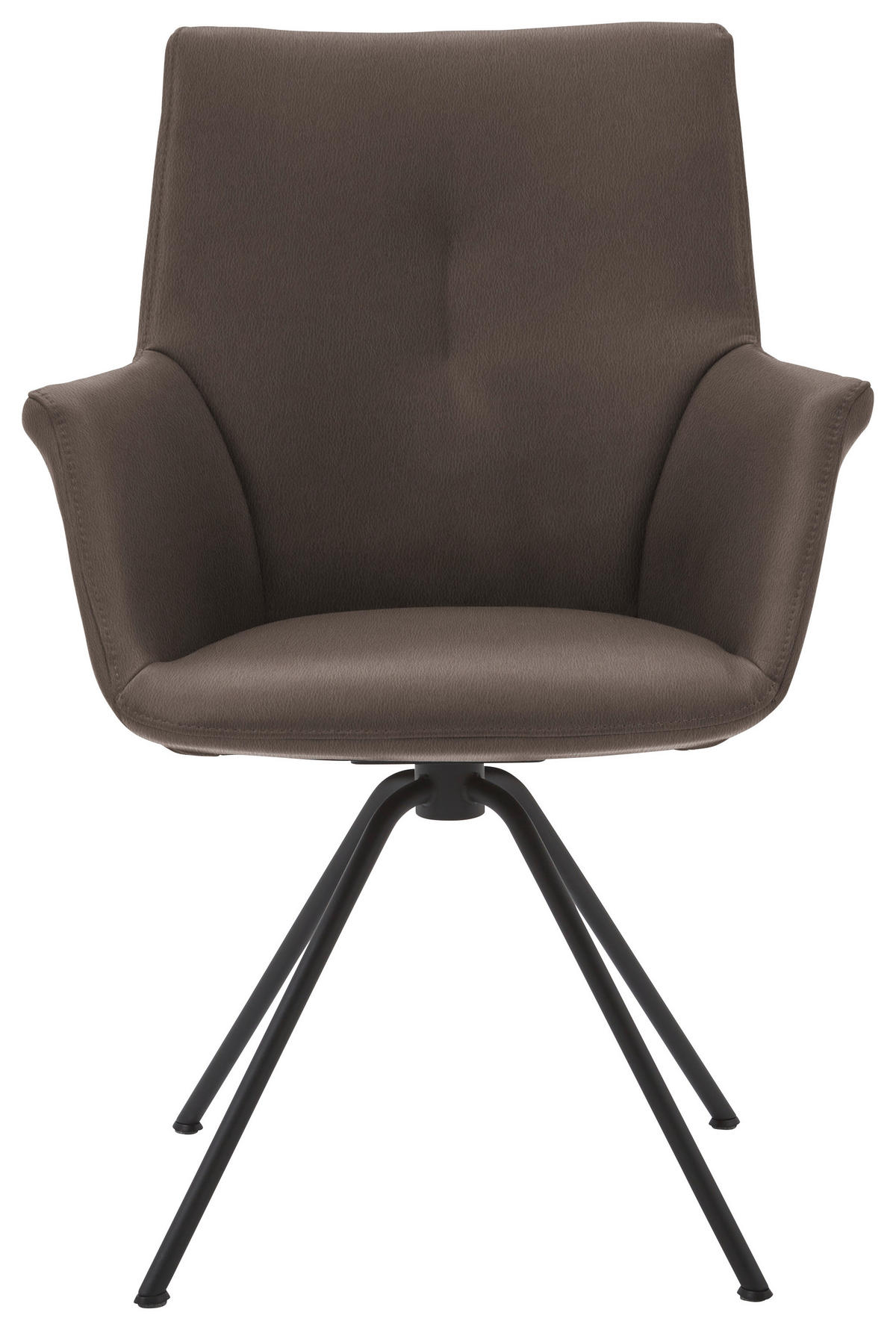 ARMLEHNSTUHL  in Stahl Echtleder pigmentiert  - Schwarz/Braun, Design, Leder/Metall (65/91/63cm) - Dieter Knoll