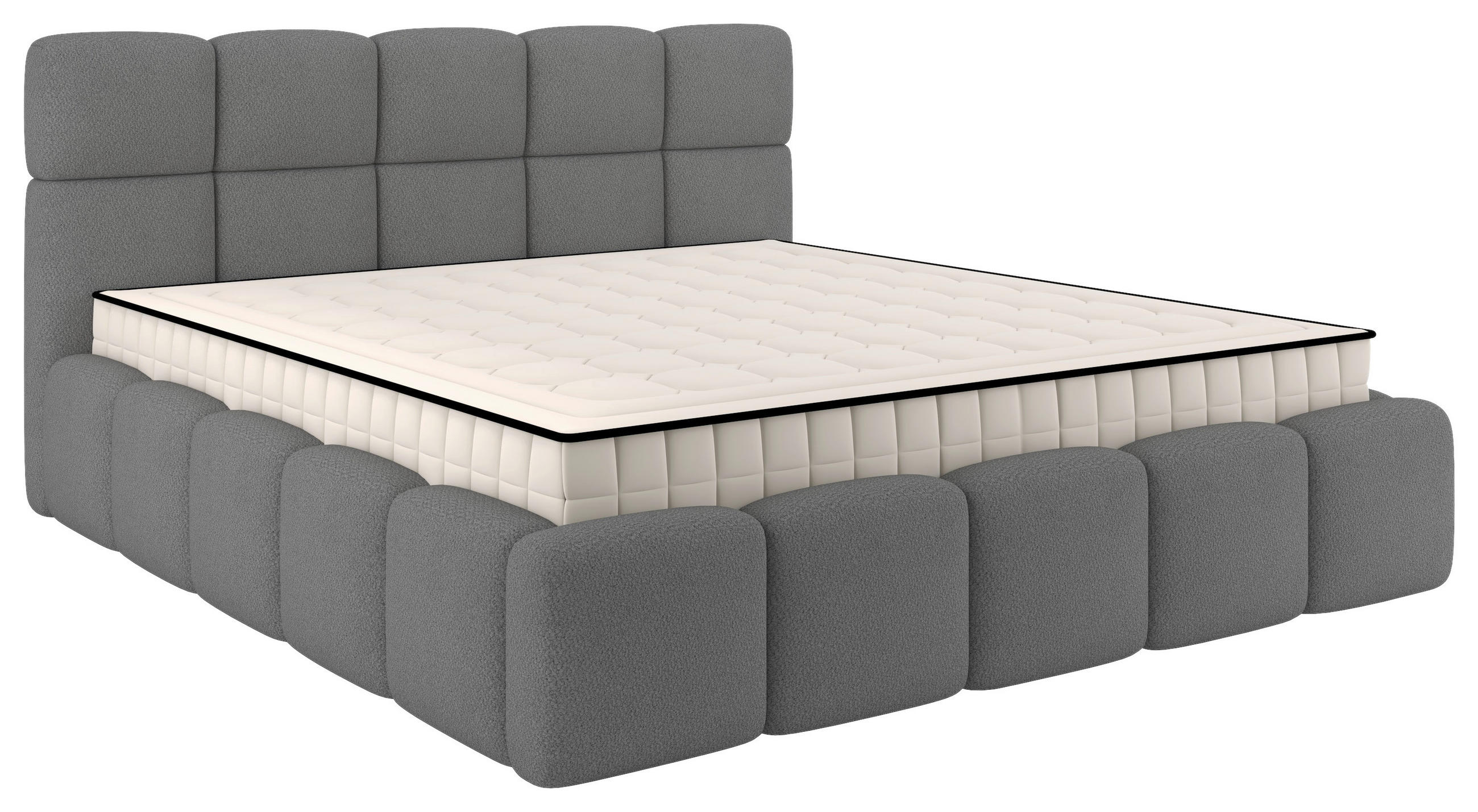 Polsterbett Cloudy mit Matratze Grau, Lf: 160x200 cm