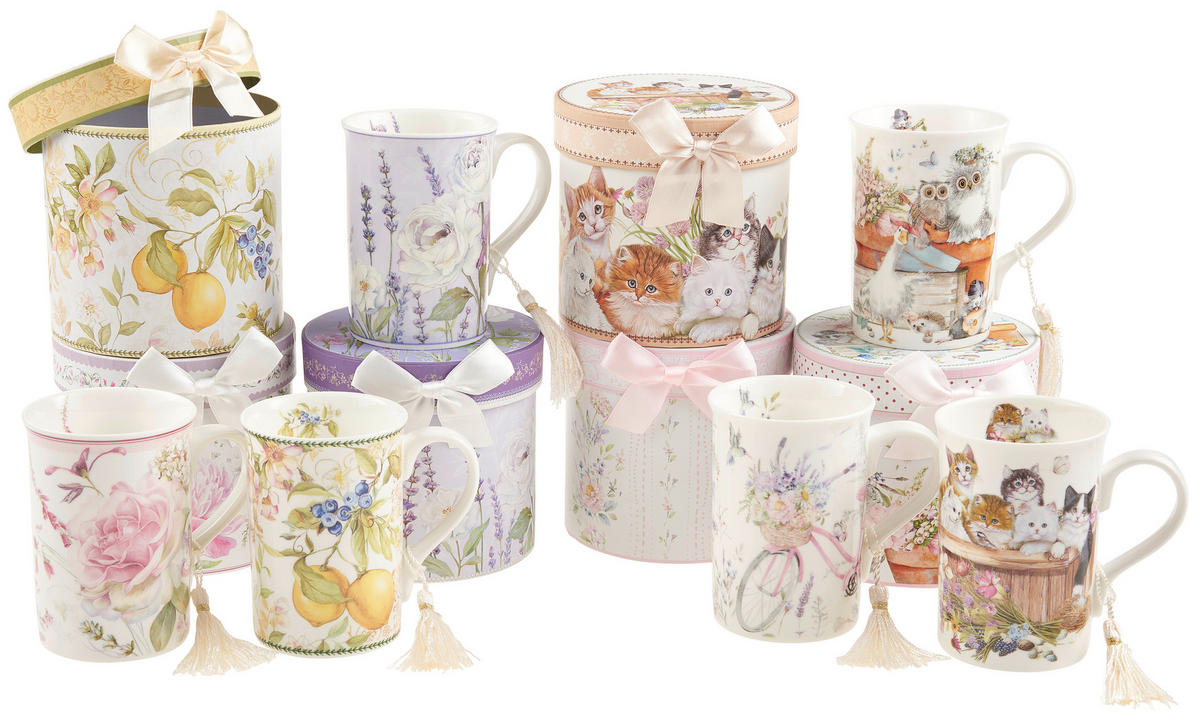 ŠÁLKA NA KÁVU nový kostný porcelán (new bone china)  - lila/hnedá, Trend, kartón/papier (320ml)