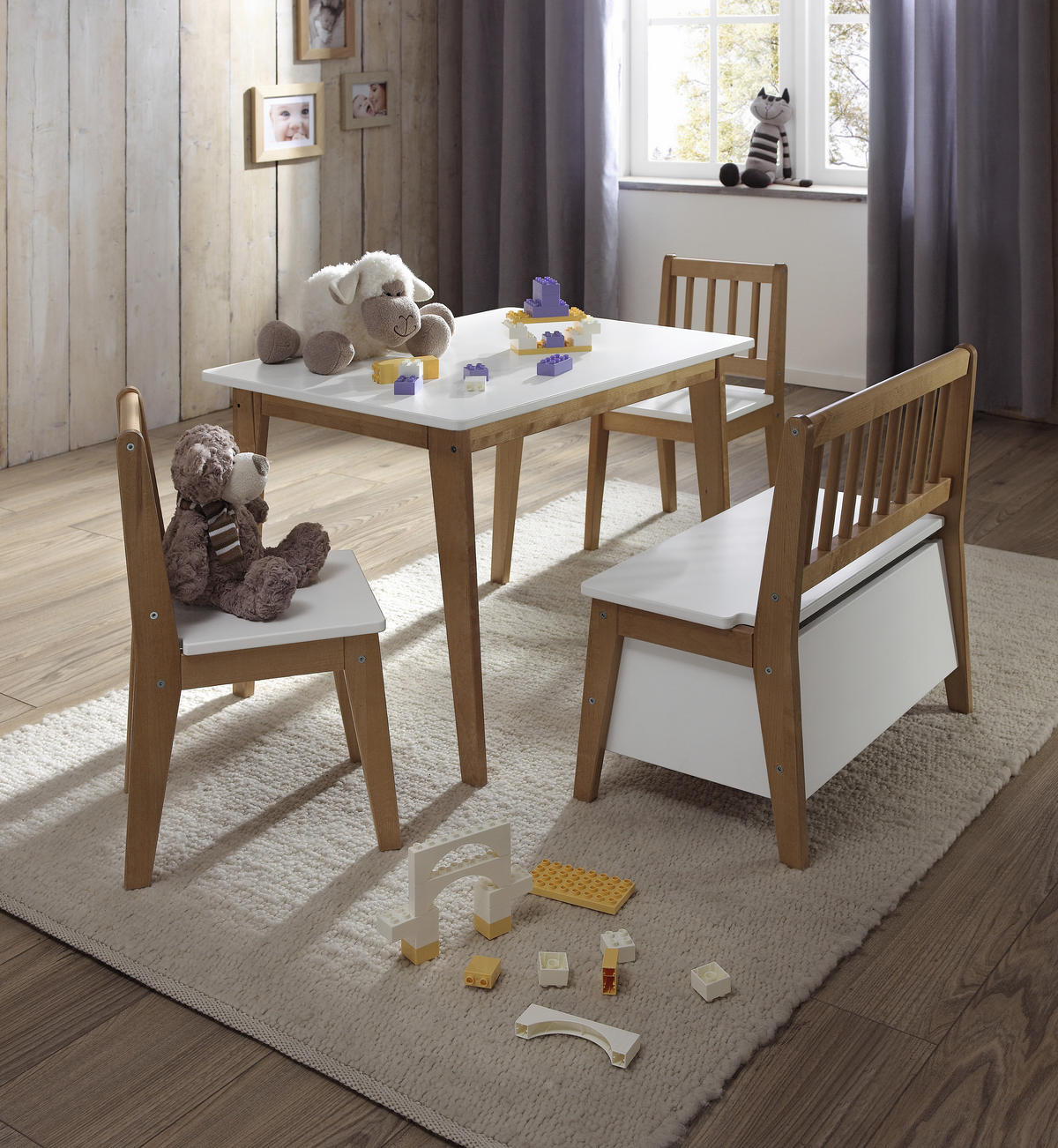 KINDERSITZGRUPPE David Weiss Naturfarben, Weiß  - Naturfarben/Weiß, Basics, Holz - My Baby Lou