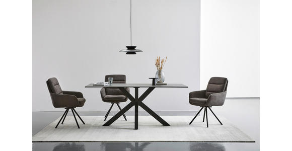 ARMLEHNSTUHL in Eisen Webstoff - Schwarz/Grau, Design, Textil/Metall (62/89/65cm) - Cantus