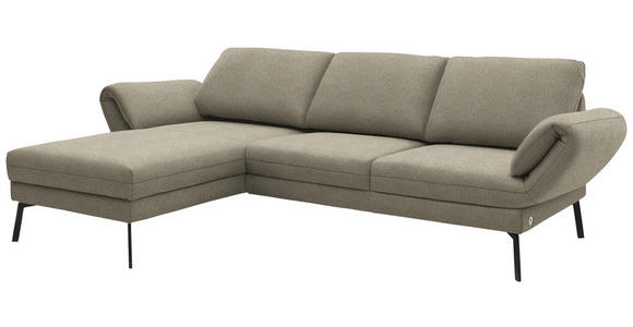 ECKSOFA  in Flachgewebe Sandfarben  175-224/255-365 cm  - Sandfarben/Schwarz, Design, Textil/Metall (175-224/255-365cm) - Dieter Knoll