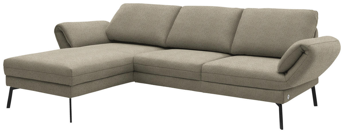 ECKSOFA  in Flachgewebe Sandfarben  175-224/255-365 cm  - Sandfarben/Schwarz, Design, Textil/Metall (175-224/255-365cm) - Dieter Knoll